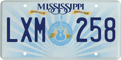 MS license plate LXM258