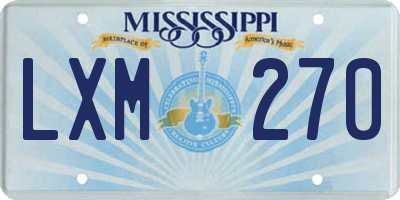 MS license plate LXM270