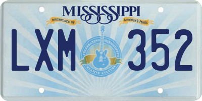 MS license plate LXM352