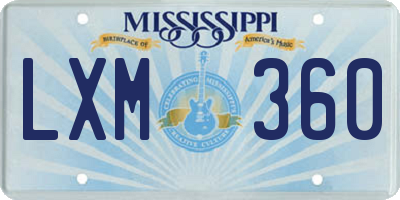 MS license plate LXM360
