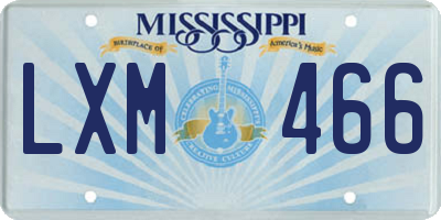 MS license plate LXM466