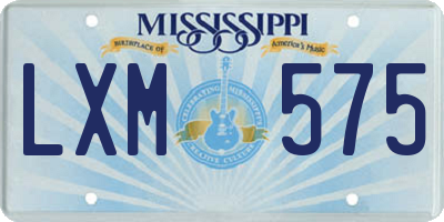 MS license plate LXM575