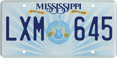 MS license plate LXM645