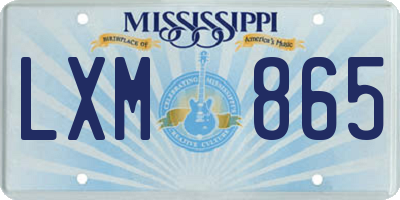 MS license plate LXM865