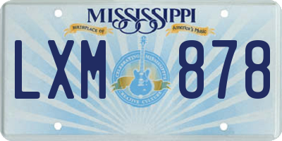 MS license plate LXM878