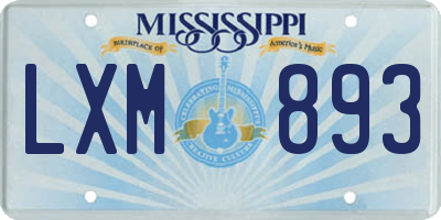 MS license plate LXM893