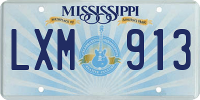 MS license plate LXM913