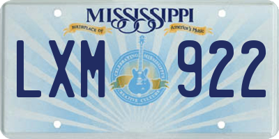 MS license plate LXM922