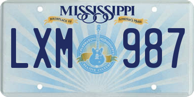 MS license plate LXM987