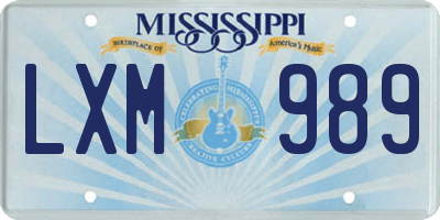 MS license plate LXM989