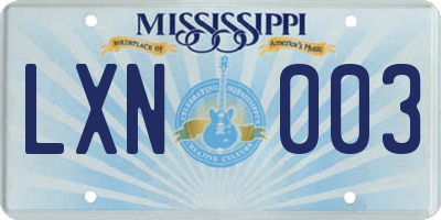 MS license plate LXN003