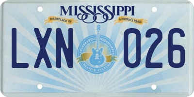 MS license plate LXN026