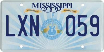 MS license plate LXN059
