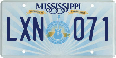 MS license plate LXN071