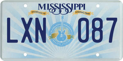 MS license plate LXN087