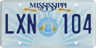MS license plate LXN104