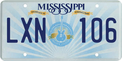 MS license plate LXN106