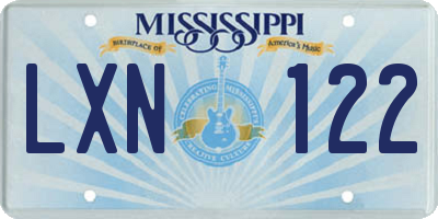 MS license plate LXN122