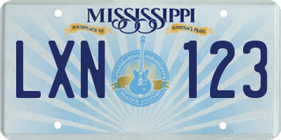 MS license plate LXN123
