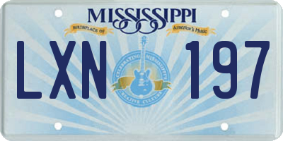 MS license plate LXN197