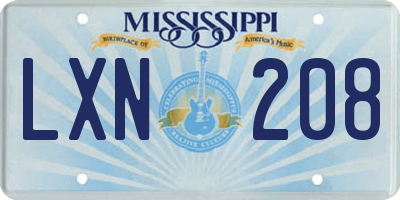MS license plate LXN208