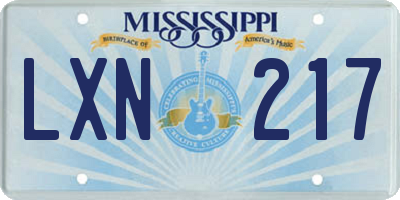 MS license plate LXN217