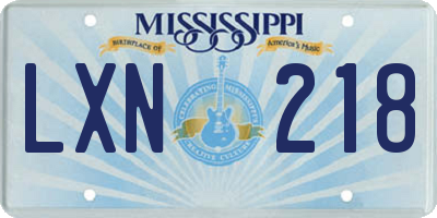 MS license plate LXN218