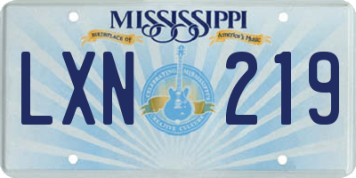 MS license plate LXN219
