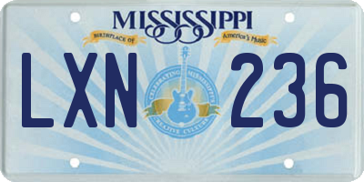 MS license plate LXN236