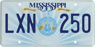 MS license plate LXN250