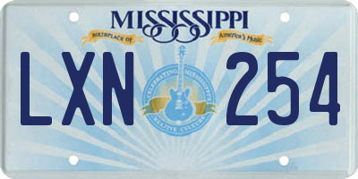 MS license plate LXN254