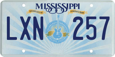 MS license plate LXN257