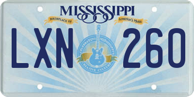 MS license plate LXN260
