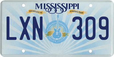 MS license plate LXN309