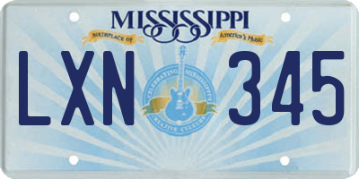 MS license plate LXN345