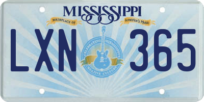 MS license plate LXN365