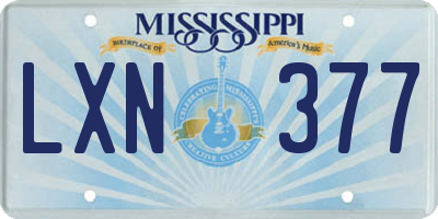 MS license plate LXN377