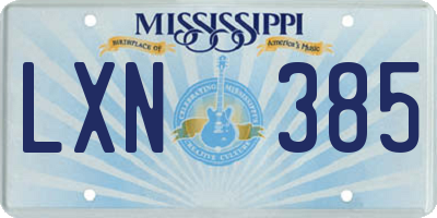 MS license plate LXN385
