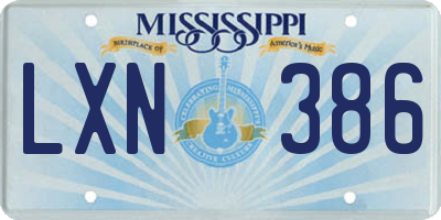 MS license plate LXN386
