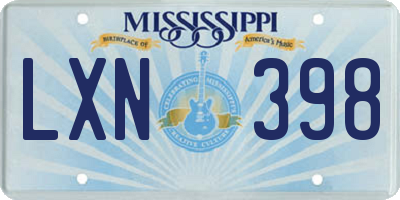 MS license plate LXN398