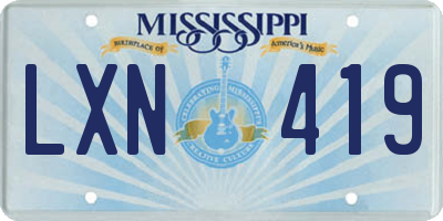 MS license plate LXN419