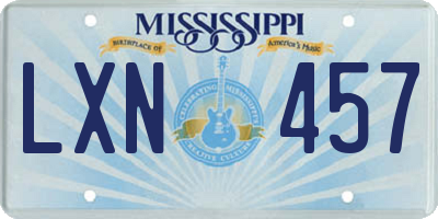 MS license plate LXN457