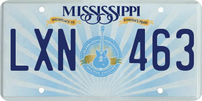 MS license plate LXN463
