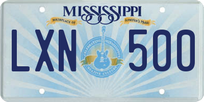 MS license plate LXN500