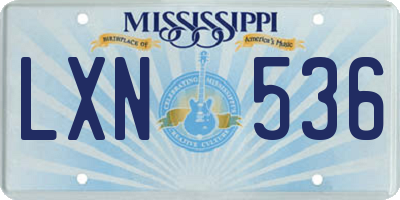 MS license plate LXN536