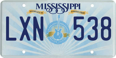 MS license plate LXN538