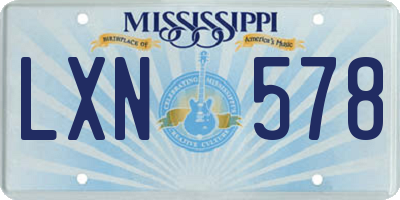 MS license plate LXN578