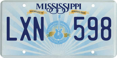 MS license plate LXN598
