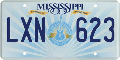 MS license plate LXN623