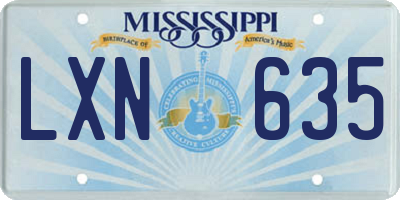 MS license plate LXN635
